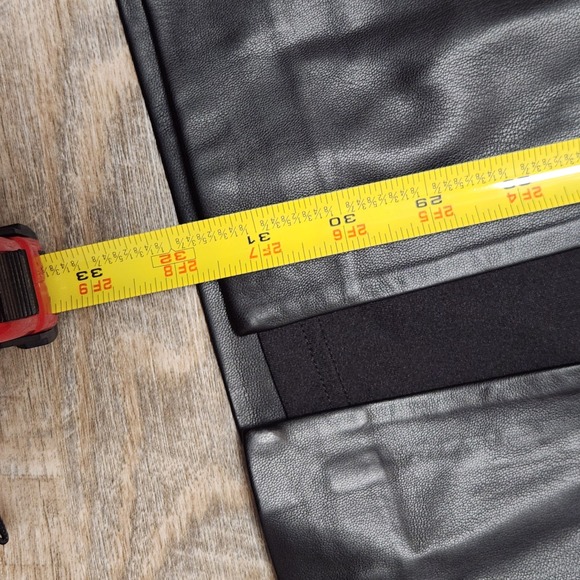 EXPRESS Faux Leather Midi Skirt with Front Slit Black Size XL Edgy Chic Pencil - Picture 9 of 14